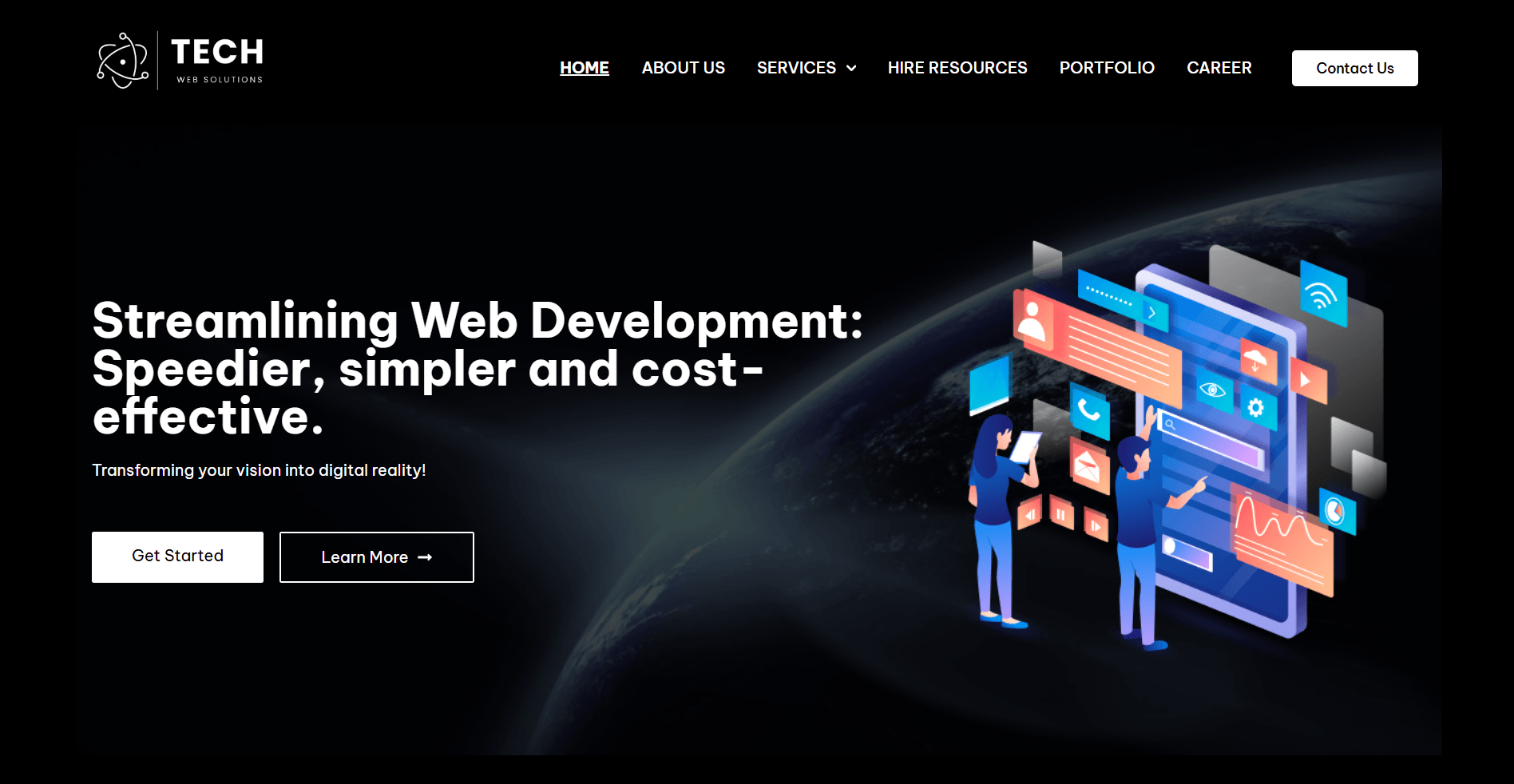 Screenshot of Tech Web Solutions - Company Website project